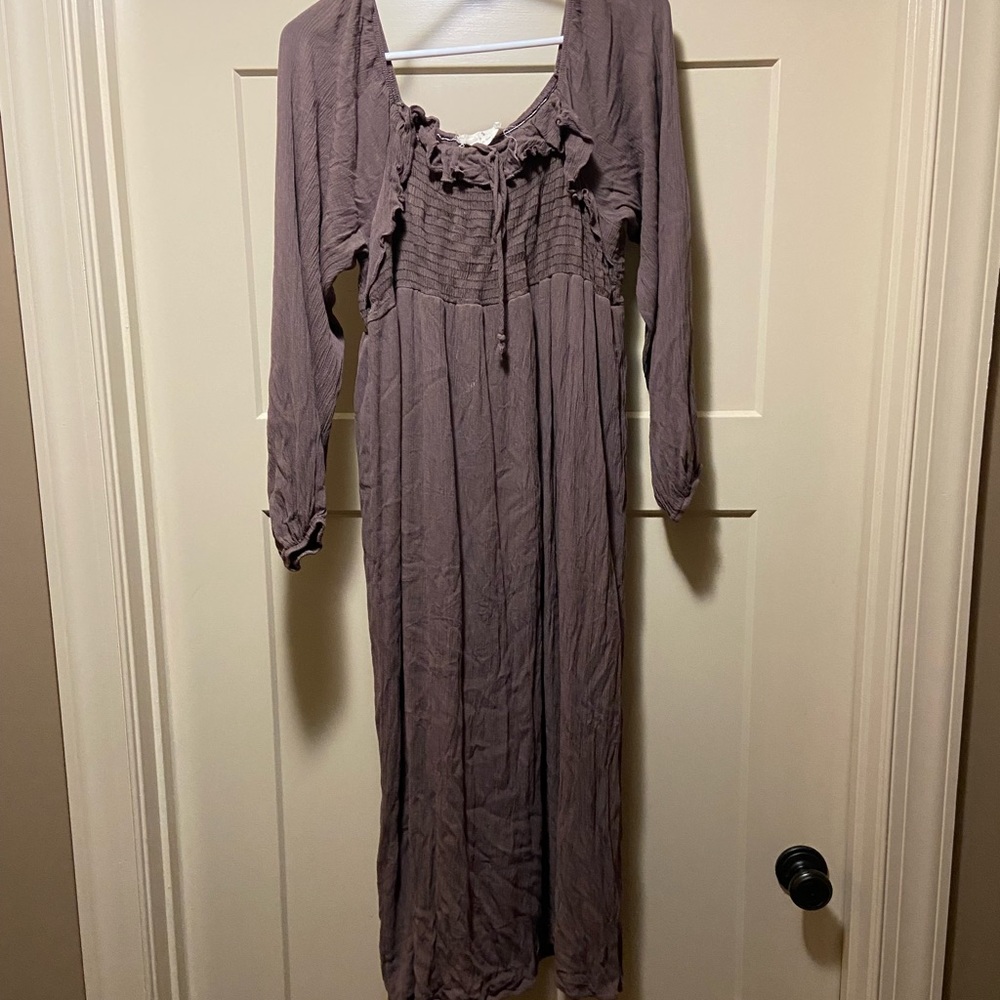 calf length brown dress